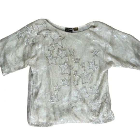 VINTAGE Marquis By Randall Cosco 100% Silk Sequin Skirt and Top - Picture 3 of 15